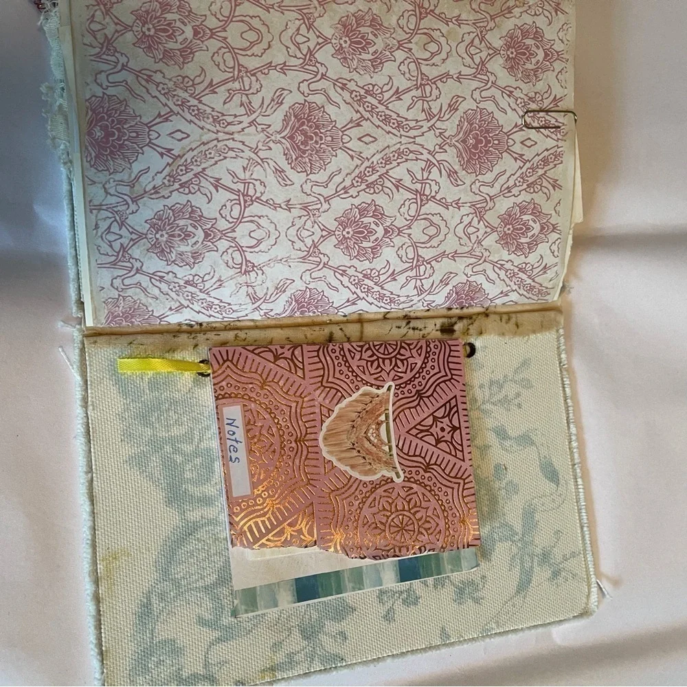 Handmade Journal Recycled Paper Cover Lace Ribbon 6x8